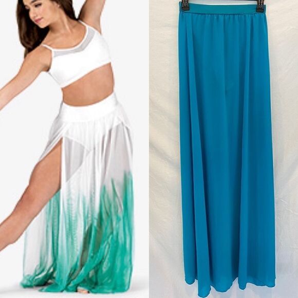 BLUE BALLET 🩰 LONG DANCE SKIRT SLITTED S - Picture 1 of 5